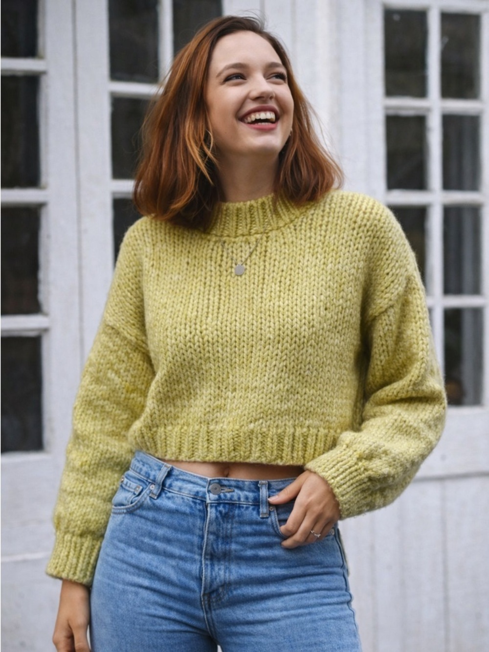 Nation LTD Chunky Cropped Alpaca Blend Sweater Size Small